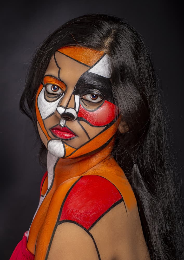 Cubist Woman Portrait by DEBASISH CHATTOPADHYAY — canvas wall art