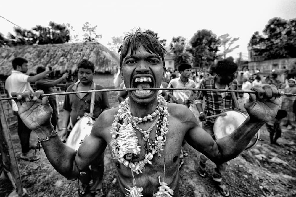 Intense Ritual Piercing by Shaibal Nandi — canvas wall art
