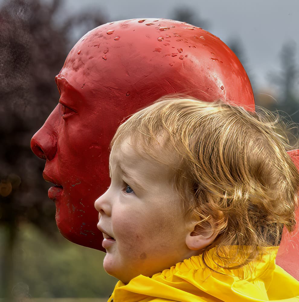 Curious Child Red Sculpture by Ugur Erkmen — canvas wall art