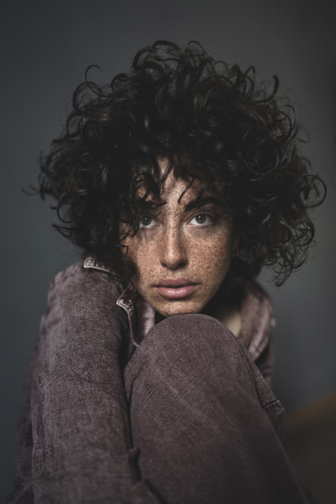 Pensive Freckled Gaze by Marina Anghileri — canvas wall art
