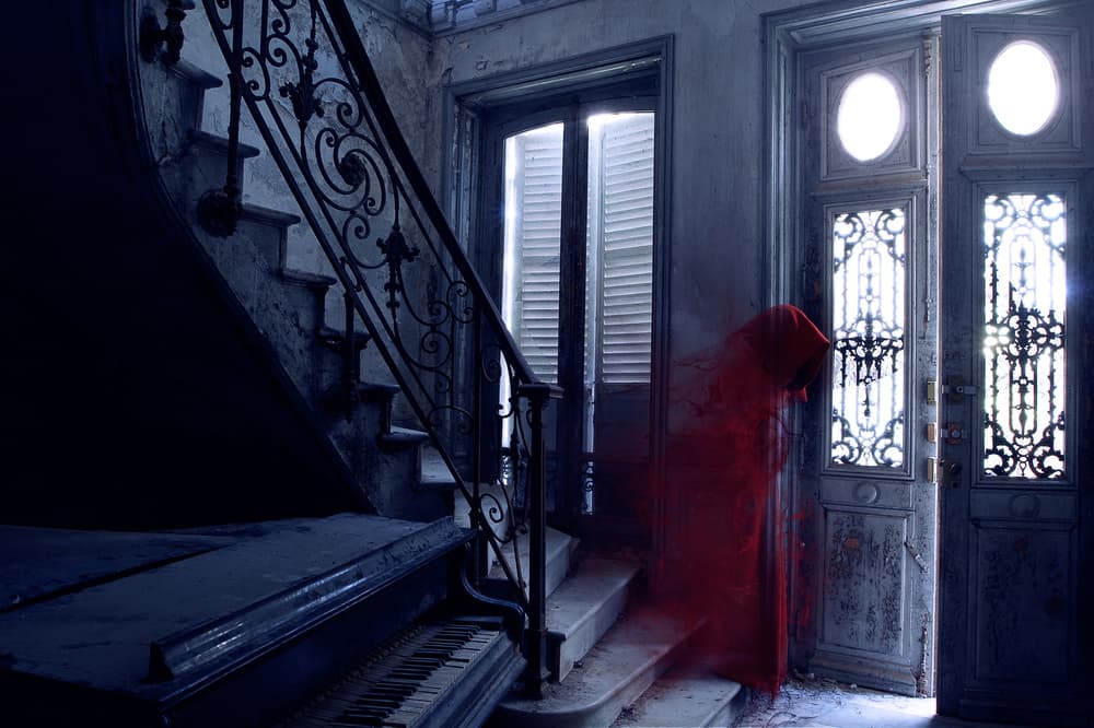 Red Ghost Haunted Mansion by Sebastien DEL GROSSO — canvas wall art