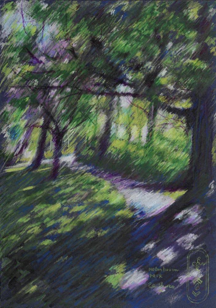 Sunlit Forest Path by Corné Akkers — canvas wall art