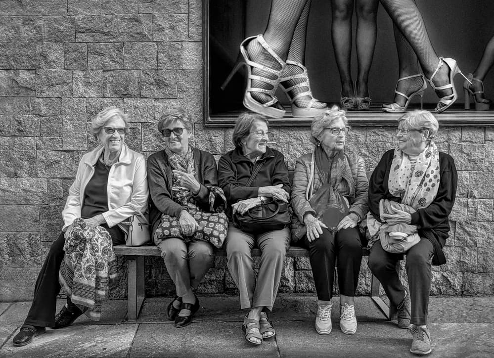 Elderly Women Chatting by Giorgio Toniolo — canvas wall art