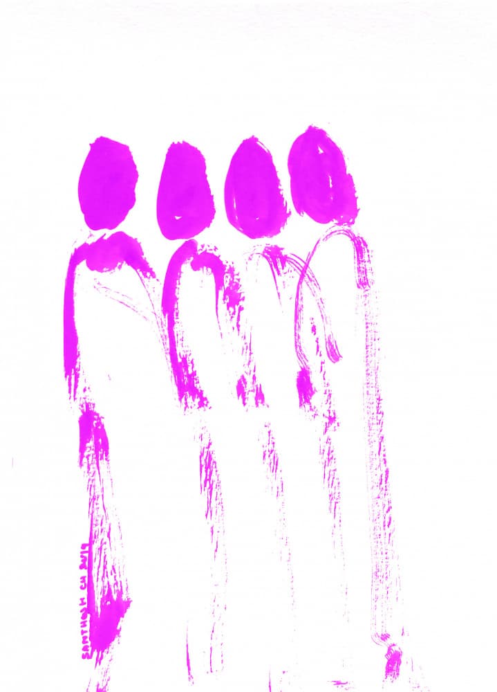 Pink Abstract Figures by Santhosh ch — canvas wall art