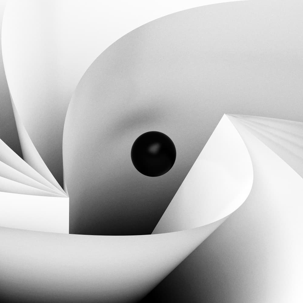 Black Sphere White Curves by Antonyus Bunjamin (Abe) — canvas wall art