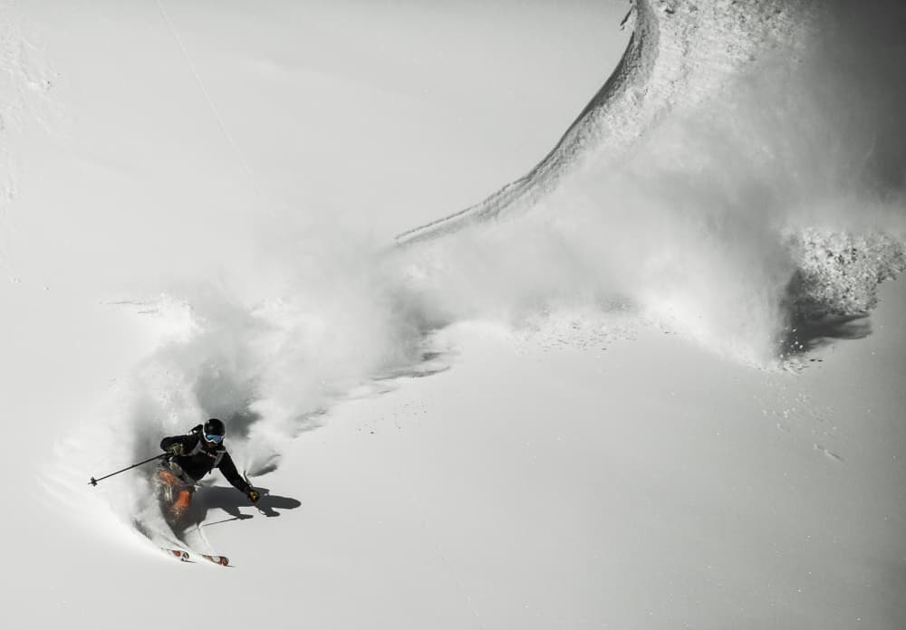 Skier Blasting Powder by Benjamin Trévillot — canvas wall art