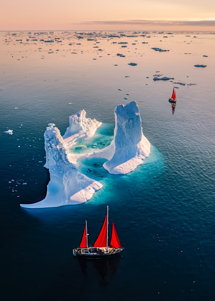 Red Sails Arctic Journey by Liguang Huang — canvas wall art