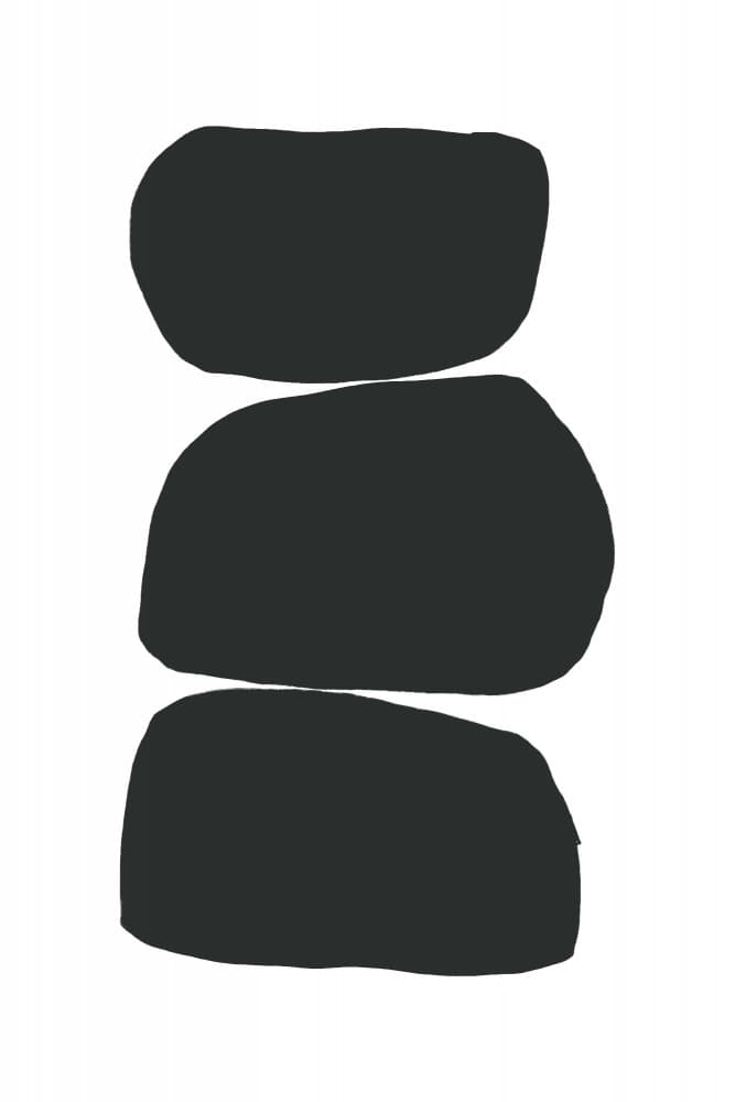 Three Stacked Black Shapes by uplusmestudio — canvas wall art