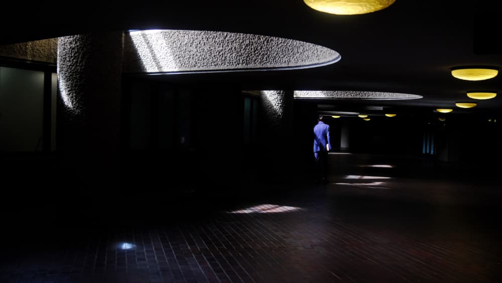 Sunlight In Dark Hall by Markos Tsoukalas — canvas wall art
