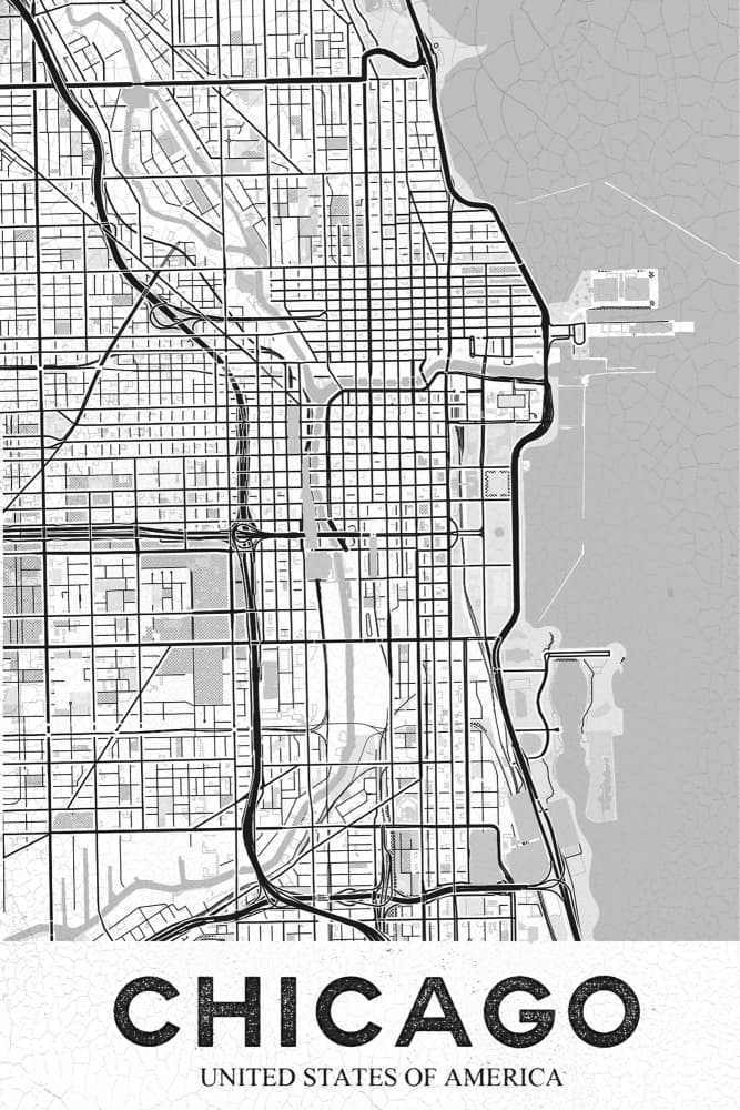 Chicago City Map by StudioSix — canvas wall art