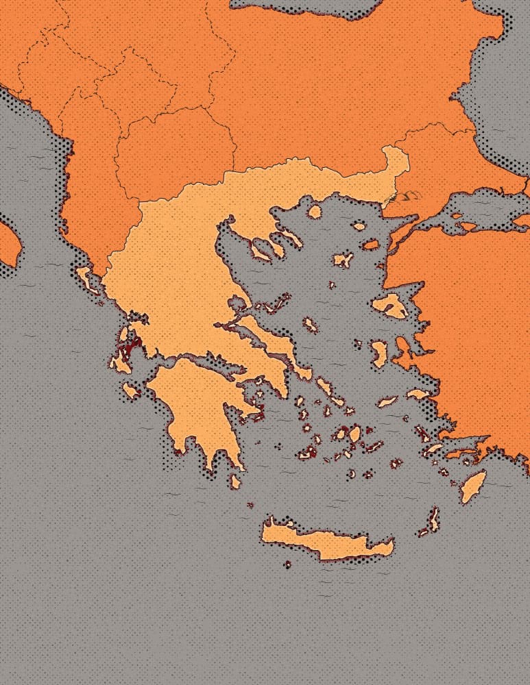 Vintage Greece Map by Nicholas — canvas wall art