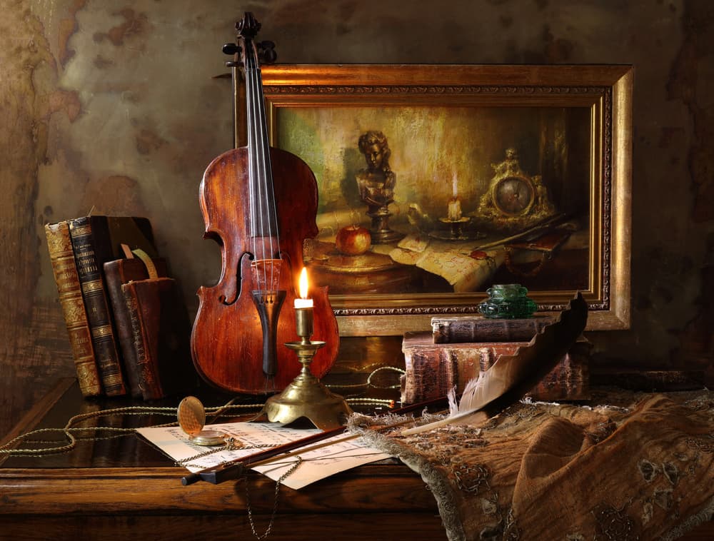 Vintage Violin Still Life by Andrey Morozov — canvas wall art