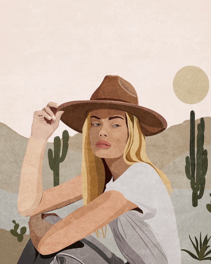 Cowgirl by Emel Tunaboylu — canvas wall art