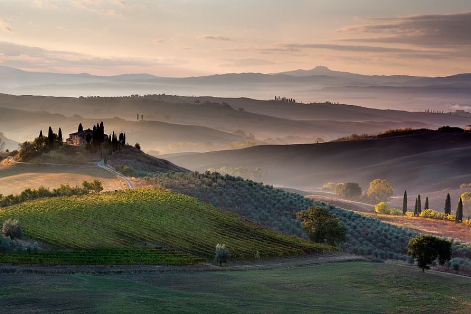 Misty Tuscan Hillside Villa by Mauro Tronto — canvas wall art