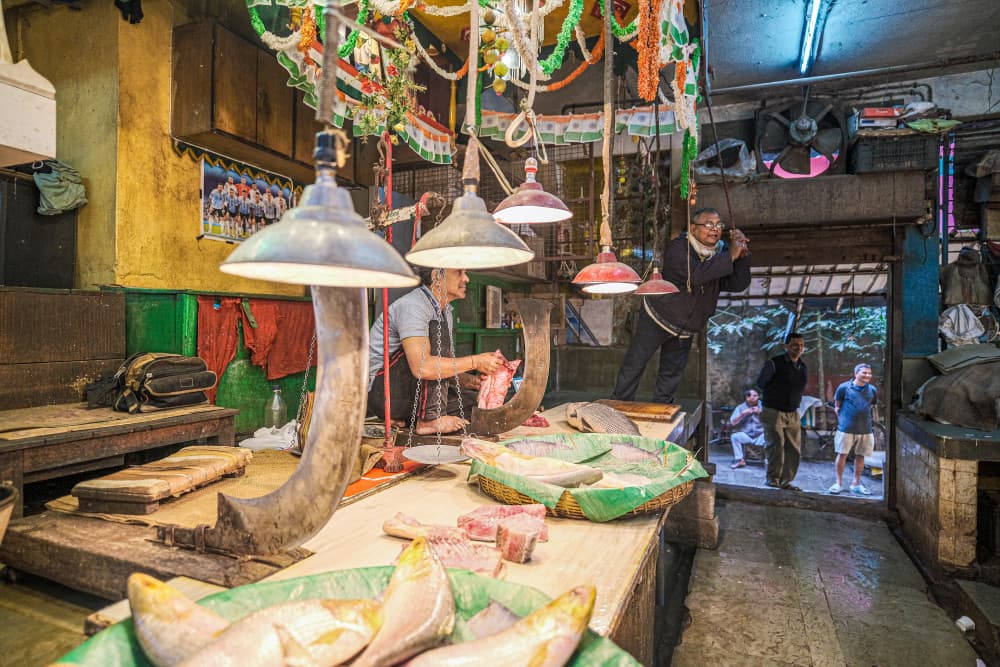 Vibrant Fish Market by Subhajit Das — canvas wall art