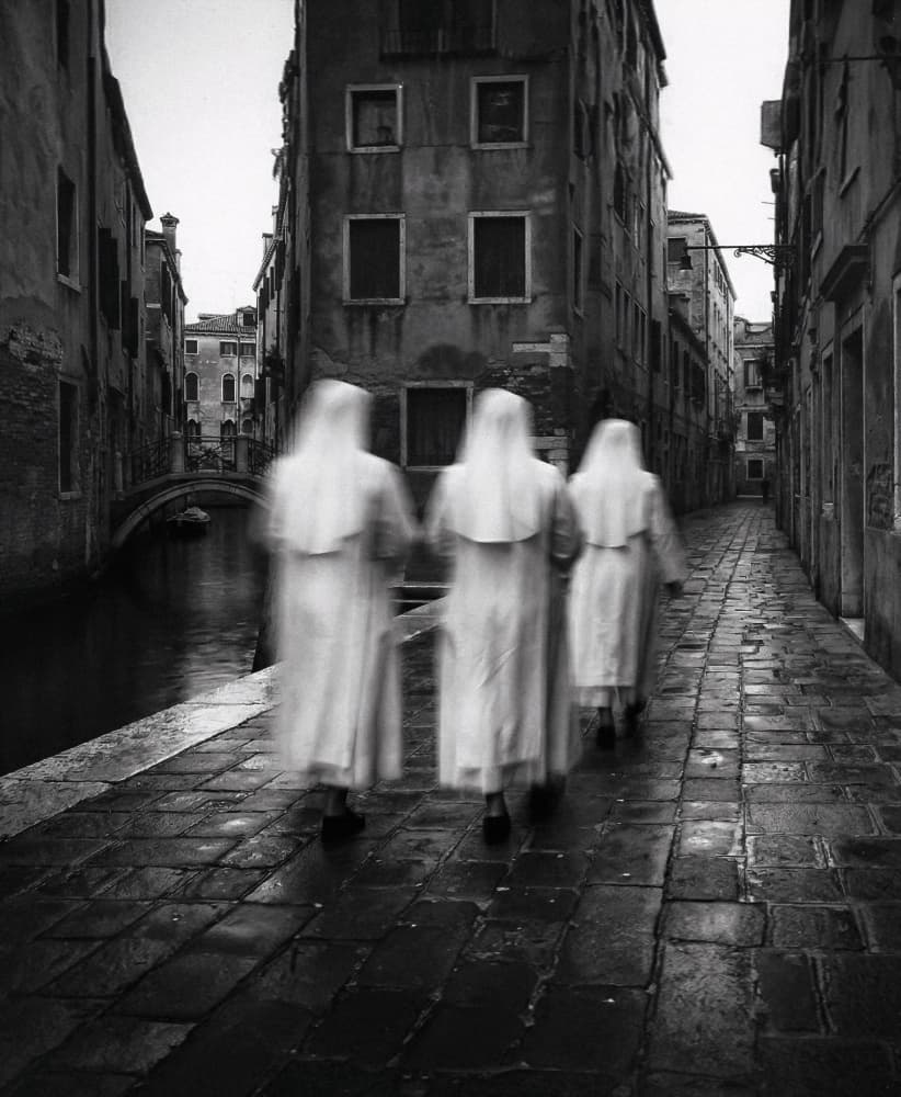 Nuns Walking Venice Street by Holger Droste — canvas wall art