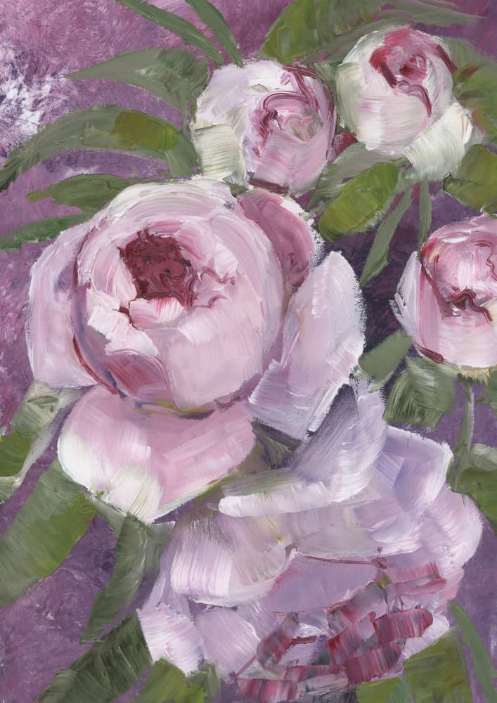 Painterly Pink Peonies by Rosana Laiz Blursbyai — canvas wall art