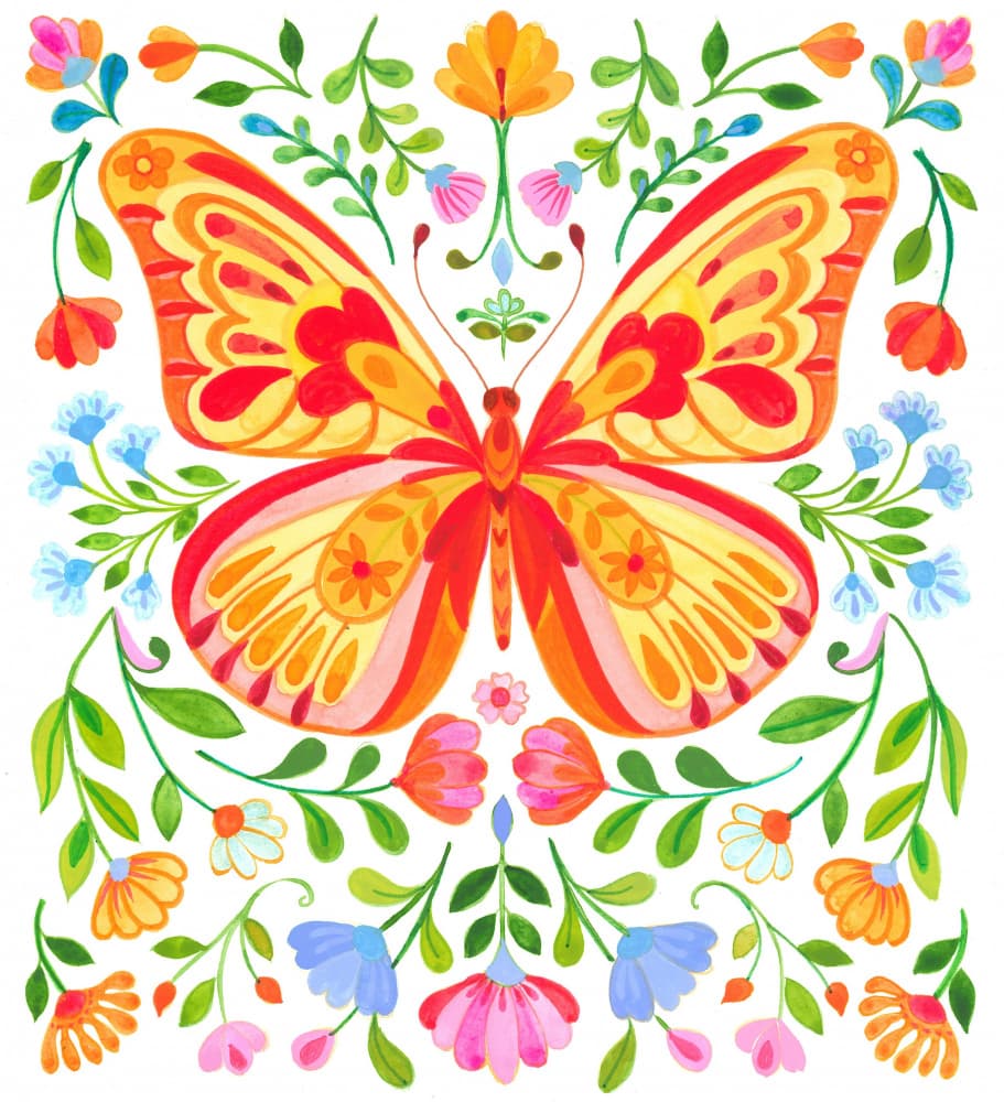 Floral Butterfly Dance by Isabelle Brent — canvas wall art