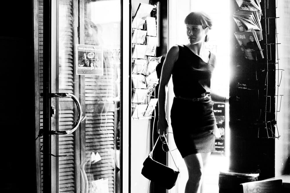 Mysterious Doorway Woman by Helena Platonova — canvas wall art