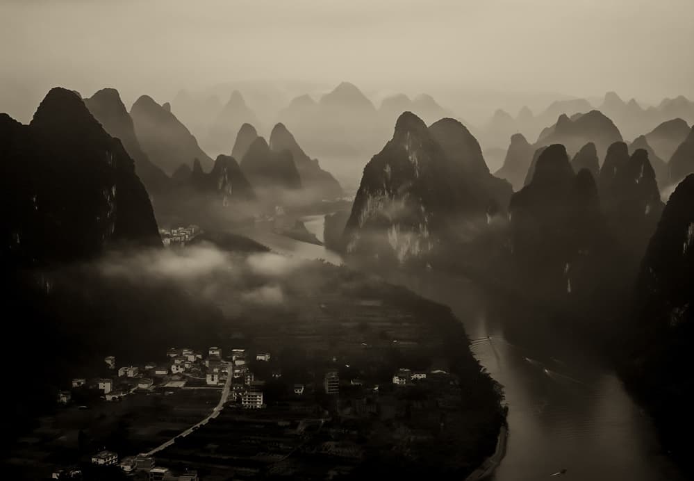 Misty Mountain River by Yu Cheng — canvas wall art