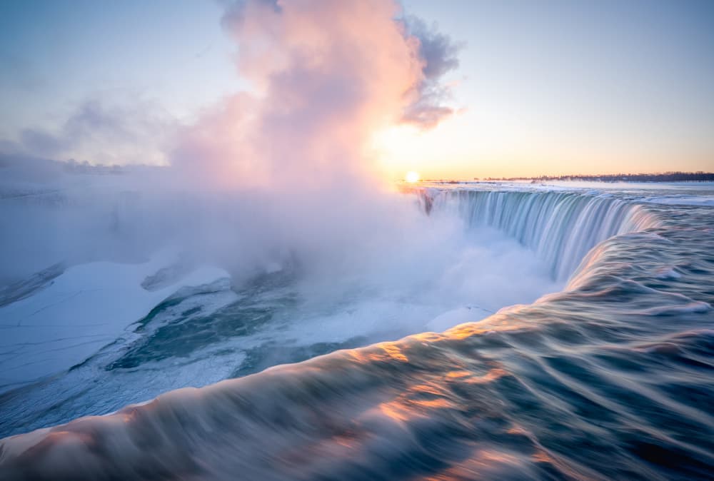 Niagara Winter Sunrise by Emma Zhao — canvas wall art