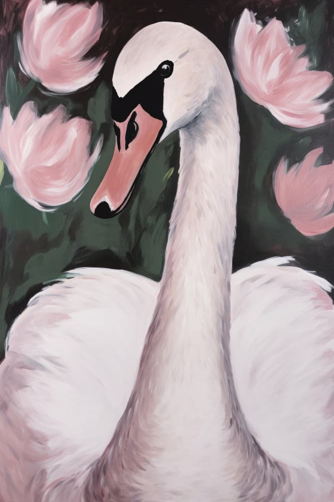 Swan In The Pond by Treechild — canvas wall art