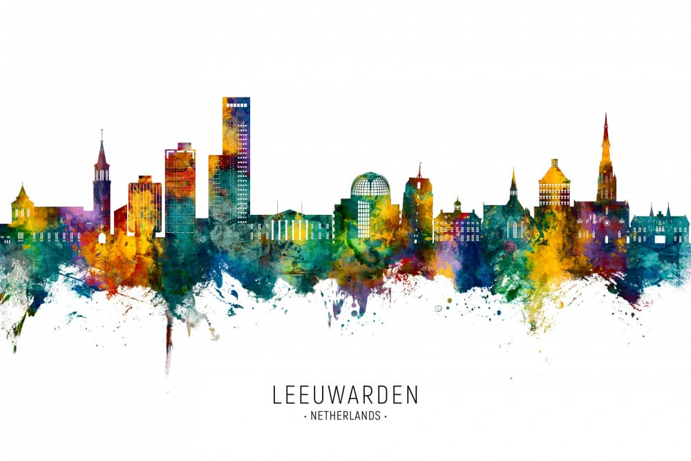 Vibrant Leeuwarden Skyline by Michael Tompsett — canvas wall art