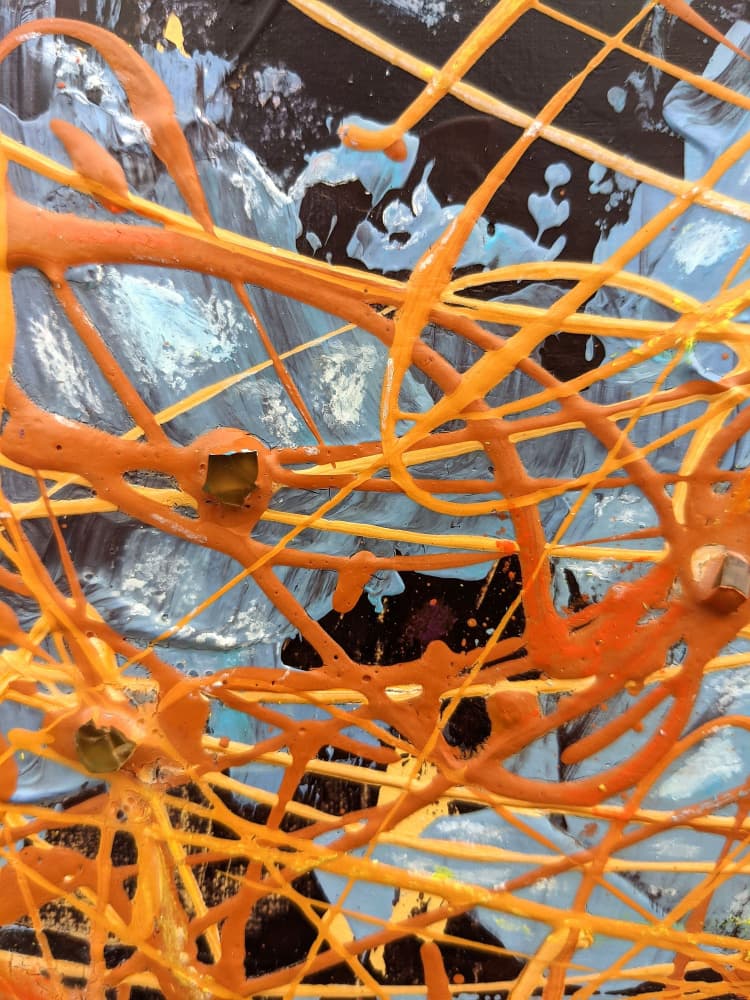 Abstract Orange Drips by Lena Kolambet — canvas wall art