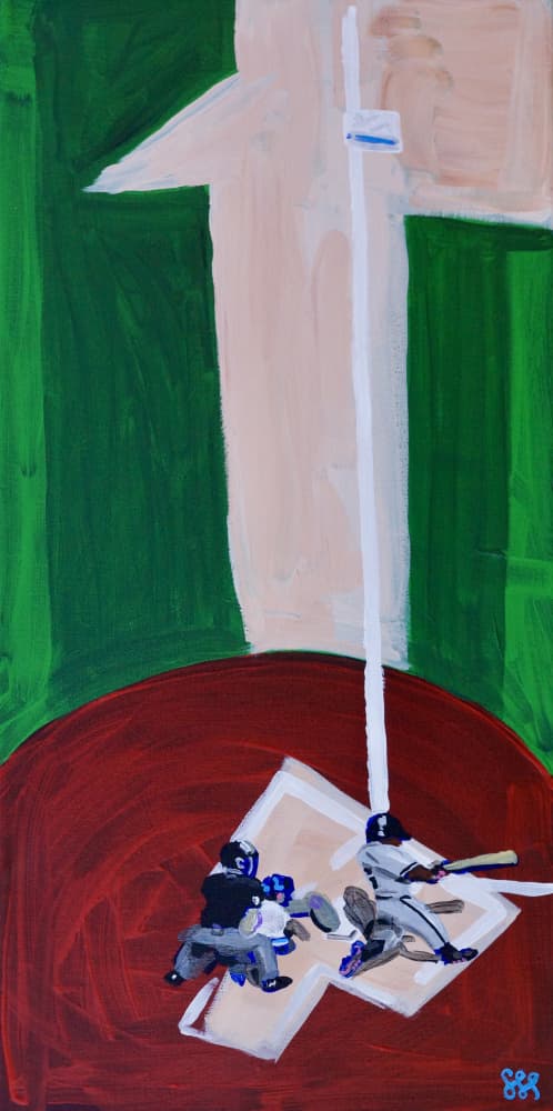 Home Plate Baseball Action by Steve Spencer — canvas wall art