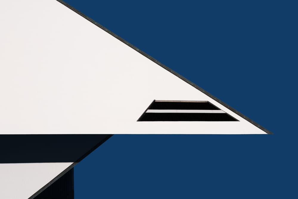 Geometric Blue White Architecture by Rolf Endermann — canvas wall art