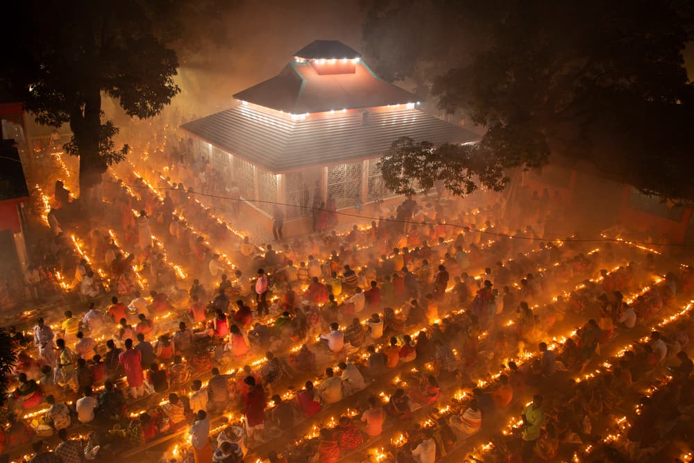 Temple Night Ceremony by Azim Khan Ronnie — canvas wall art