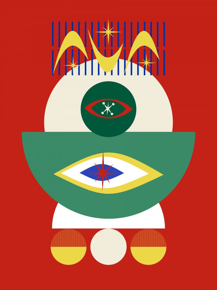 Geometric Atomic Eyes by Little Dean — canvas wall art
