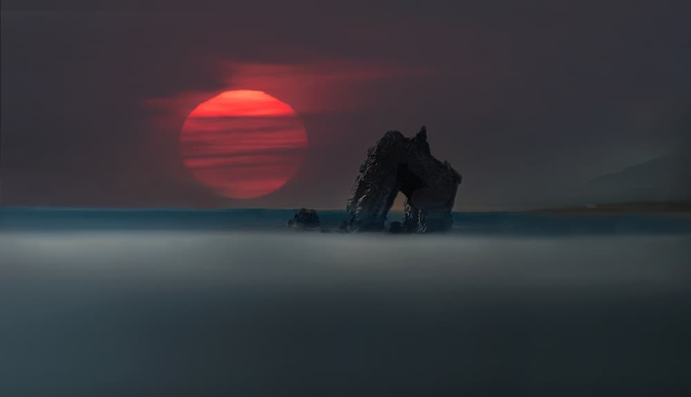 Sea Arch Red Sunset by Erik Engström — canvas wall art