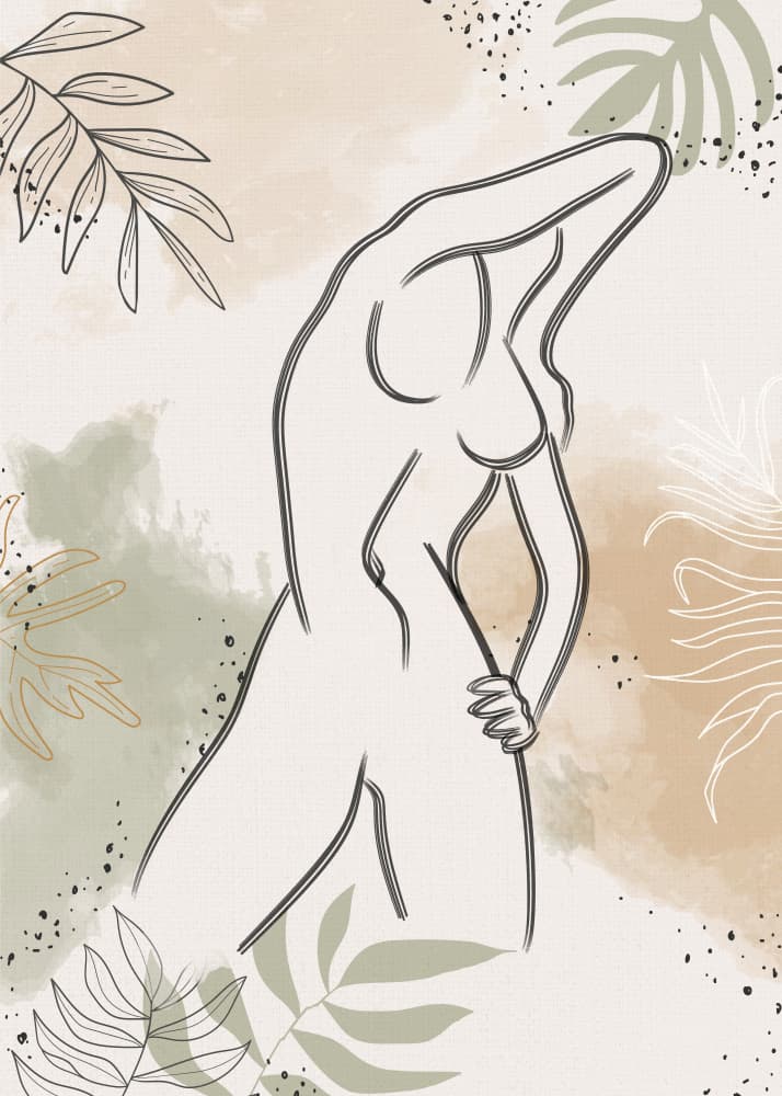 Nude Botanical Lines by Fadil Roze — canvas wall art