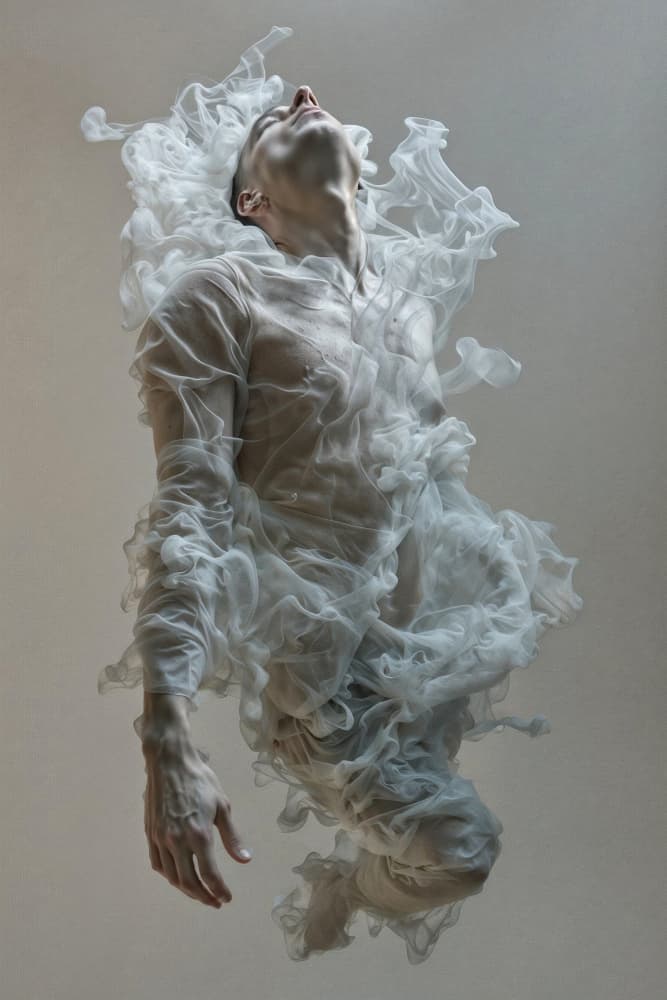 Ethereal Man Floating in Smoke by DDiArte — canvas wall art