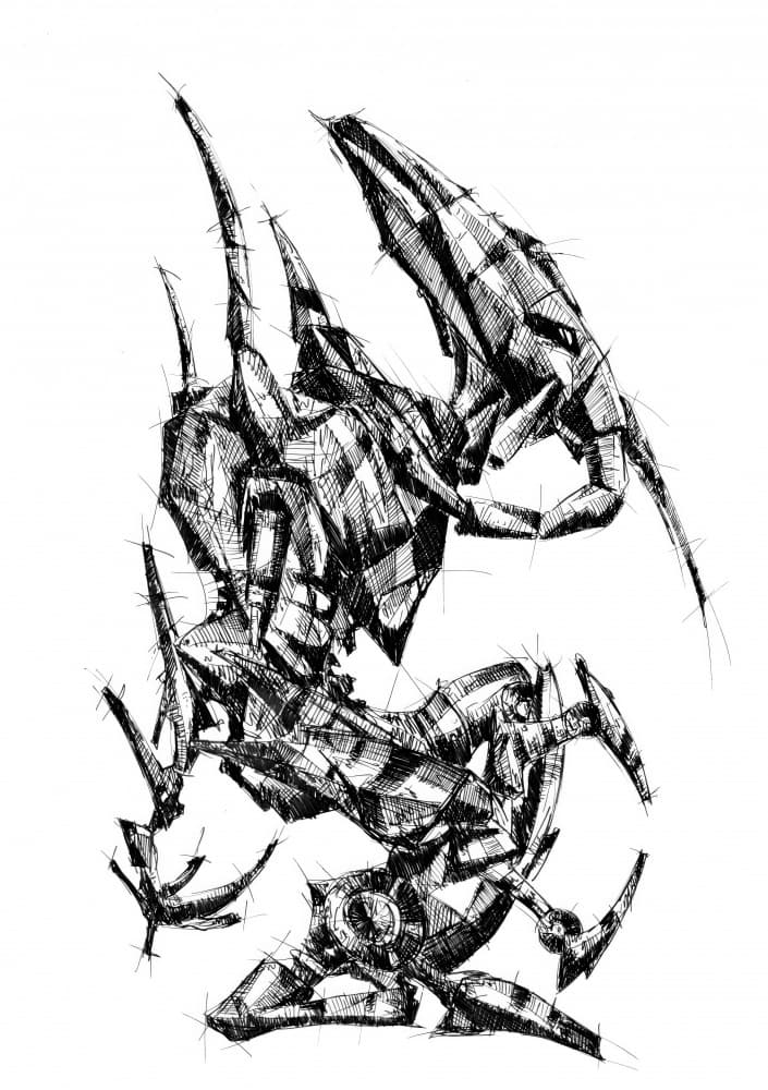 Cybernetic Creature Sketch by Kulik — canvas wall art