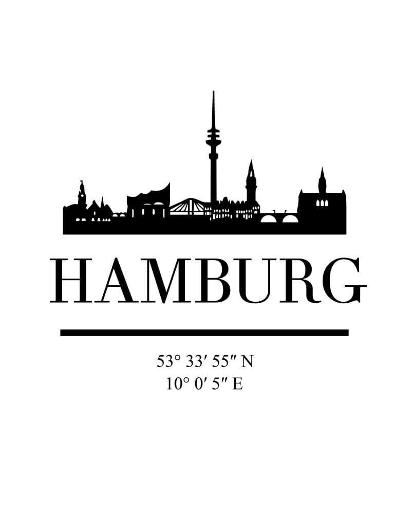 Hamburg Skyline Coordinates by Emiliano Deificus — canvas wall art