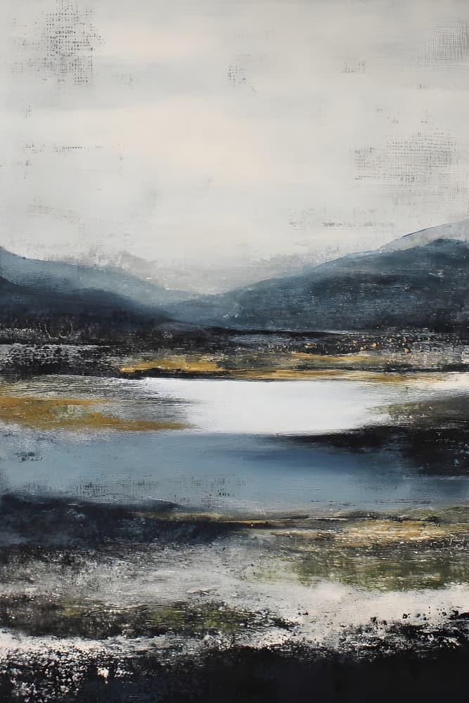 Abstract Mountain Lake by Miguel Bruzual — canvas wall art