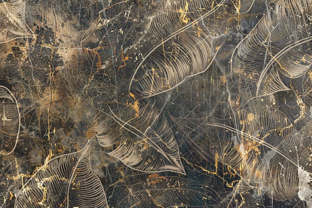 Gilded Abstract Leaves by Rafal Kulik — canvas wall art