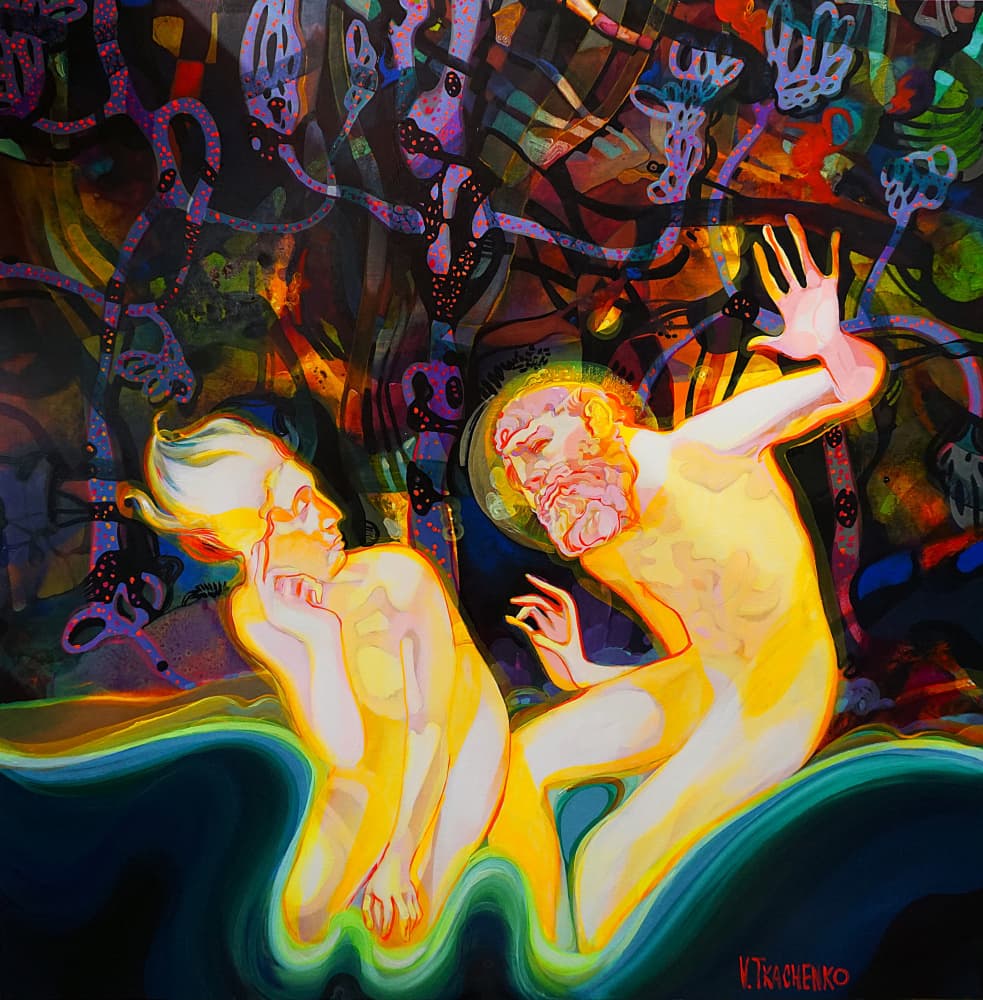Glowing Spiritual Figures by Victor Tkachenko — canvas wall art