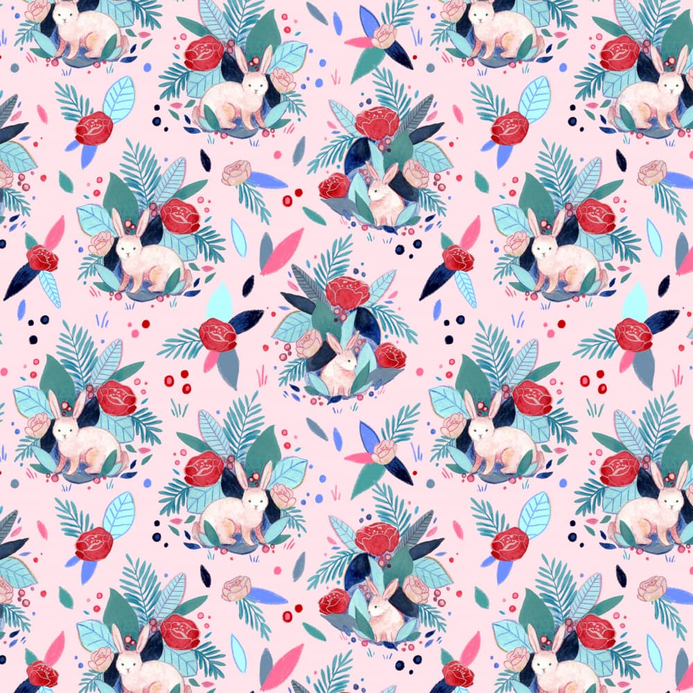 Sweet Spring Bunnies by Julie Lesouef — canvas wall art