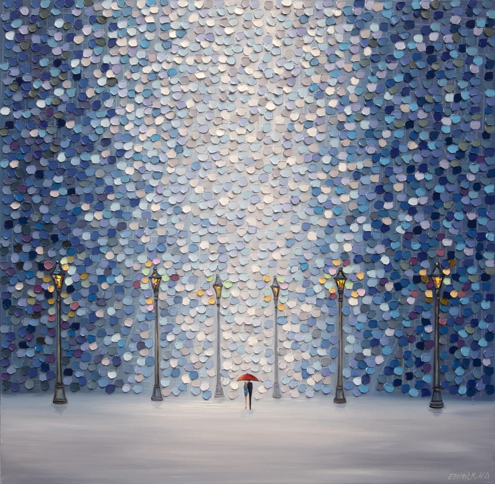 Red Umbrella Stroll by Ekaterina Ermilkina — canvas wall art