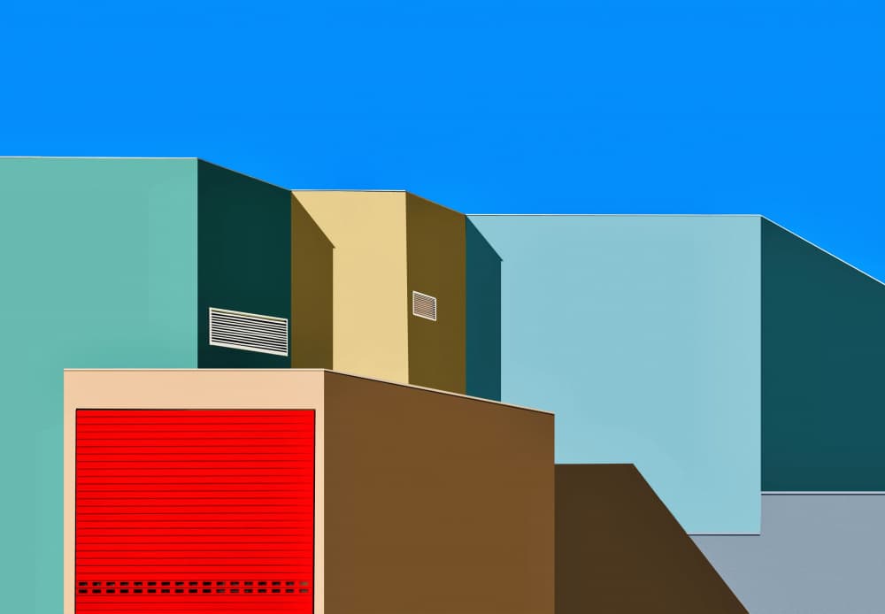 Colorful Building Forms by Arnon Orbach — canvas wall art