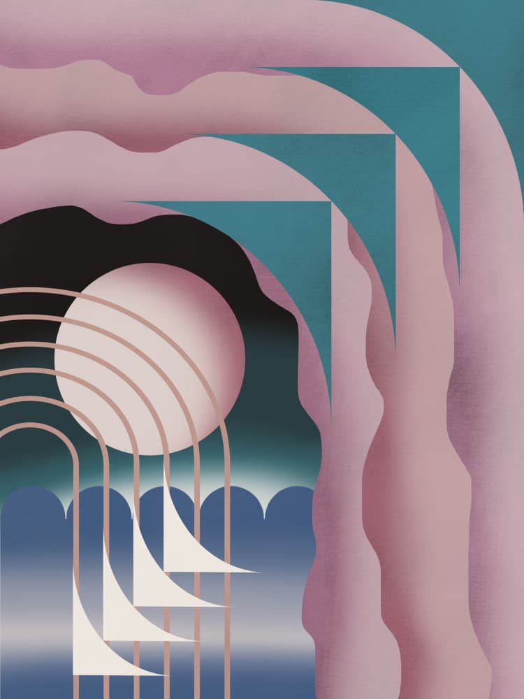 Pastel Geometric Horizon by Little Dean — canvas wall art