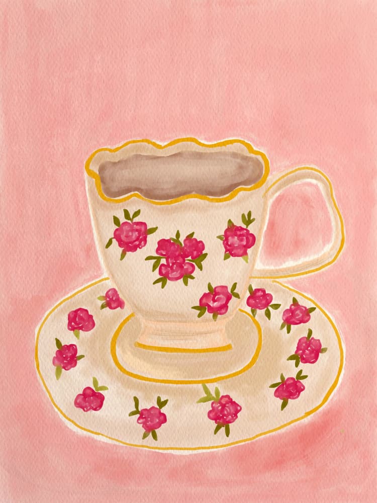 Dainty Rose Teacup by Aliya Putrus — canvas wall art