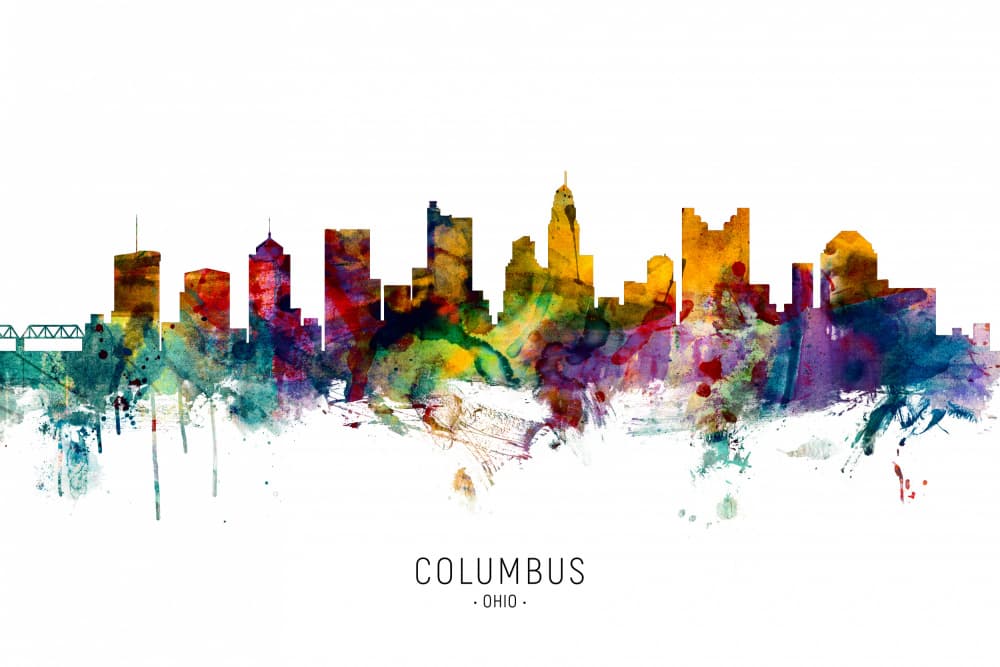 Vibrant Columbus Ohio by Michael Tompsett — canvas wall art