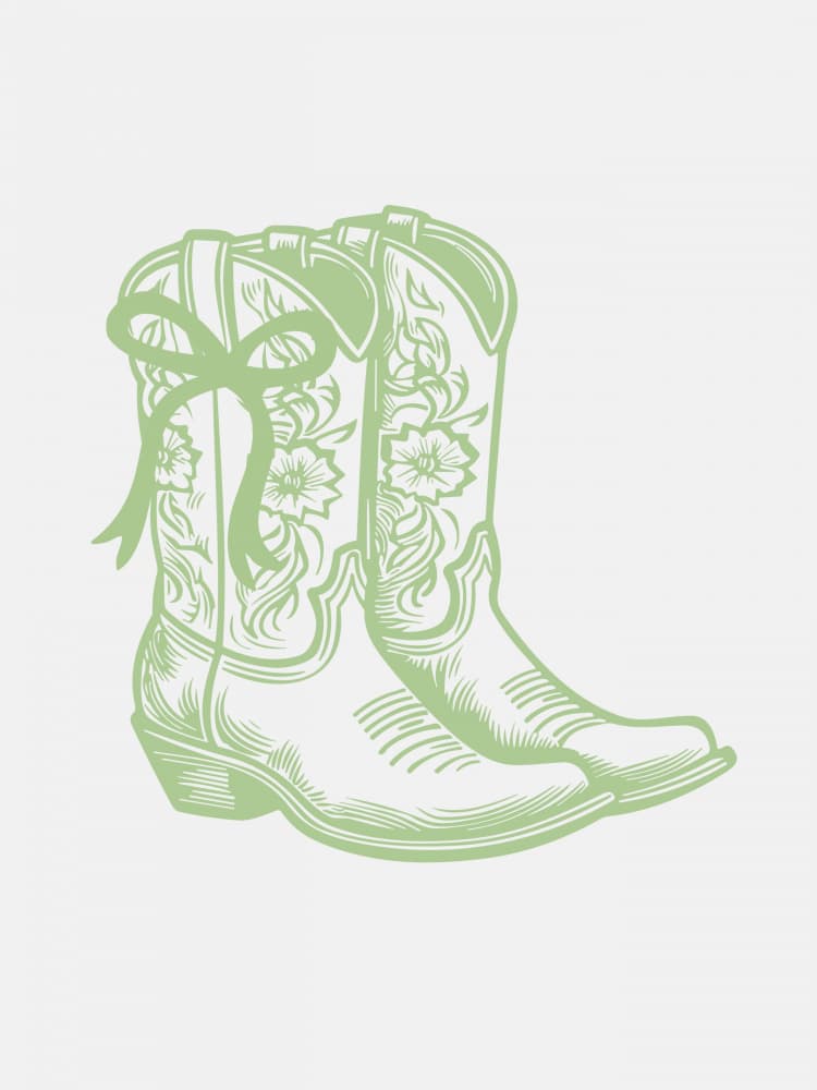 Floral Cowboy Boots with Bow by Jolly and Dash — canvas wall art