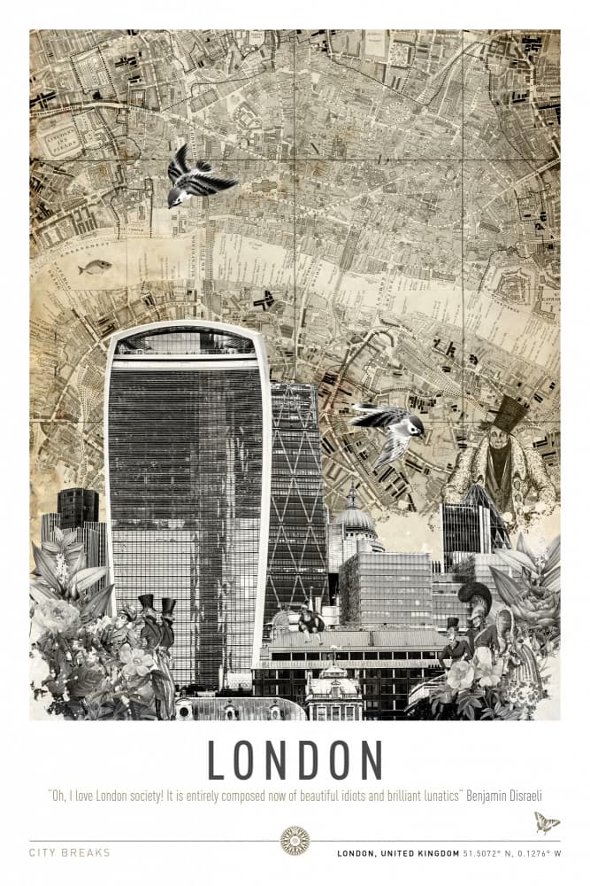 London Modern Vintage Map by Simon Goggin — canvas wall art
