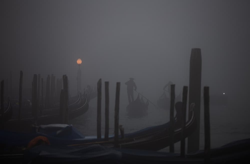 Misty Venice Gondola by Domenico Montemagno — canvas wall art