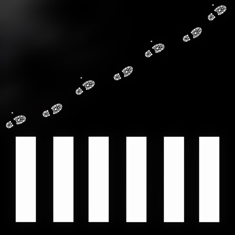 Footprints On The Crosswalk by Piet Flour — canvas wall art